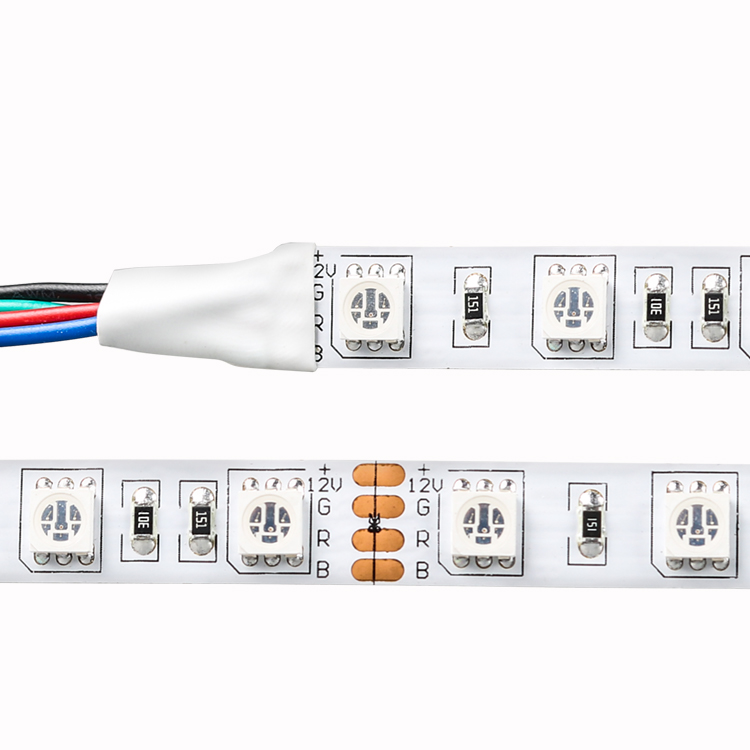 Bande LED flexible RGB 60 LED s/m, signal analogique 10mm, DC12V 24V smd5050